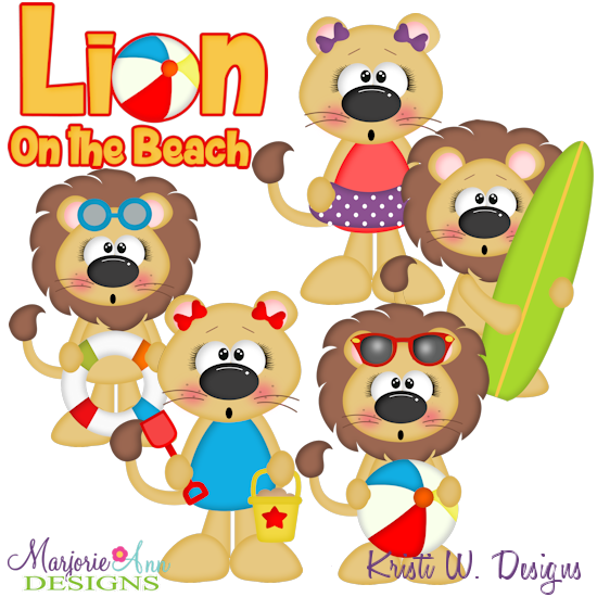 Lion On The Beach SVG Cutting Files Includes Clipart - Click Image to Close